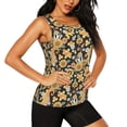 thumbnail image 2 of Xecao Mushrooms Honeycomb print women's scoop neck, loose-fit workout tank tops for the gym., 2 of 9