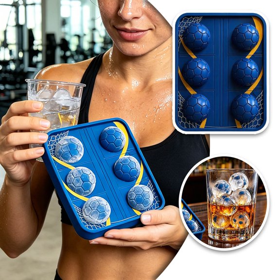 Clearance! Zguuel Soccer Ball Ice Cube Mold, Silicone Football Sphere Ice Tray for and Cocktails, Large Round Ice Ball Maker with Lid, Sports Themed Ice Cube Mold for Party and Game Day