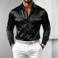 thumbnail image 2 of StSilkitty Men's Satin Shirts Long Sleeve Collared Button down Dress Shirt with Pockets Lightweight Business Casual Tops, 2 of 5