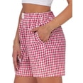 thumbnail image 5 of Fantaslook Plaid Shorts for Women Button Gingham Cotton Shorts Summer Lounge Boxers Beach Shorts with Pocket, 5 of 10