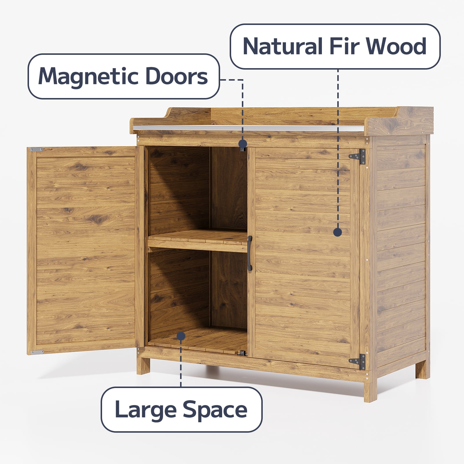 38.6"D x 18.9"W x 37.4"H (6.1 sq ft) Wood Outdoor Patio Potting Bench with Adjustable Shelves - Natural Cedar