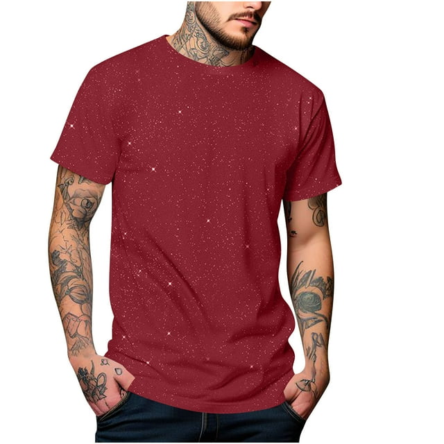 CHGBMOK T-shirts pour Homme Couleur Unie Brillante Manches Courtes Col Rond Tailles P-3TG