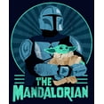 thumbnail image 2 of Men's Star Wars: The Mandalorian Father's Day Mando and Grogu Retro Logo Graphic Tee Navy Blue Small, 2 of 5