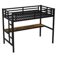 thumbnail image 6 of Metal Twin XL Size Loft Bed  with Power Outlet and LED Lighted, Space-Saving, Noise Reduced, Black, 6 of 10