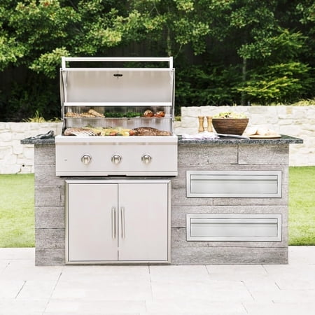 Kojooin Tiroirs de Cuisine d'Extérieur en Acier Inoxydable, Tiroirs de Rangement pour BBQ Résistants aux Intempéries avec Glissières à Roulements à Billes pour Station de Gril