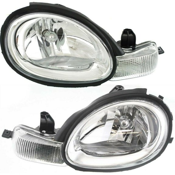 Headlight Set For 2000-02 Neon 2000-01 Neon Left & Right Chrome Interior 2Pc