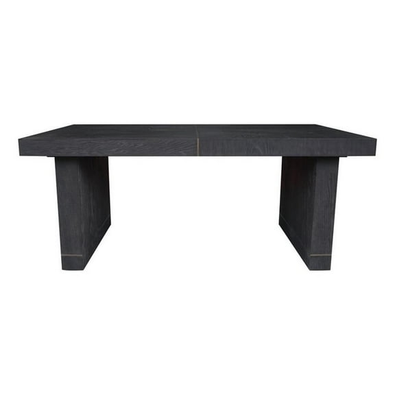 71 Inch Dining Table- Gold Brass Inlays- Rectangular Top- Black Wood