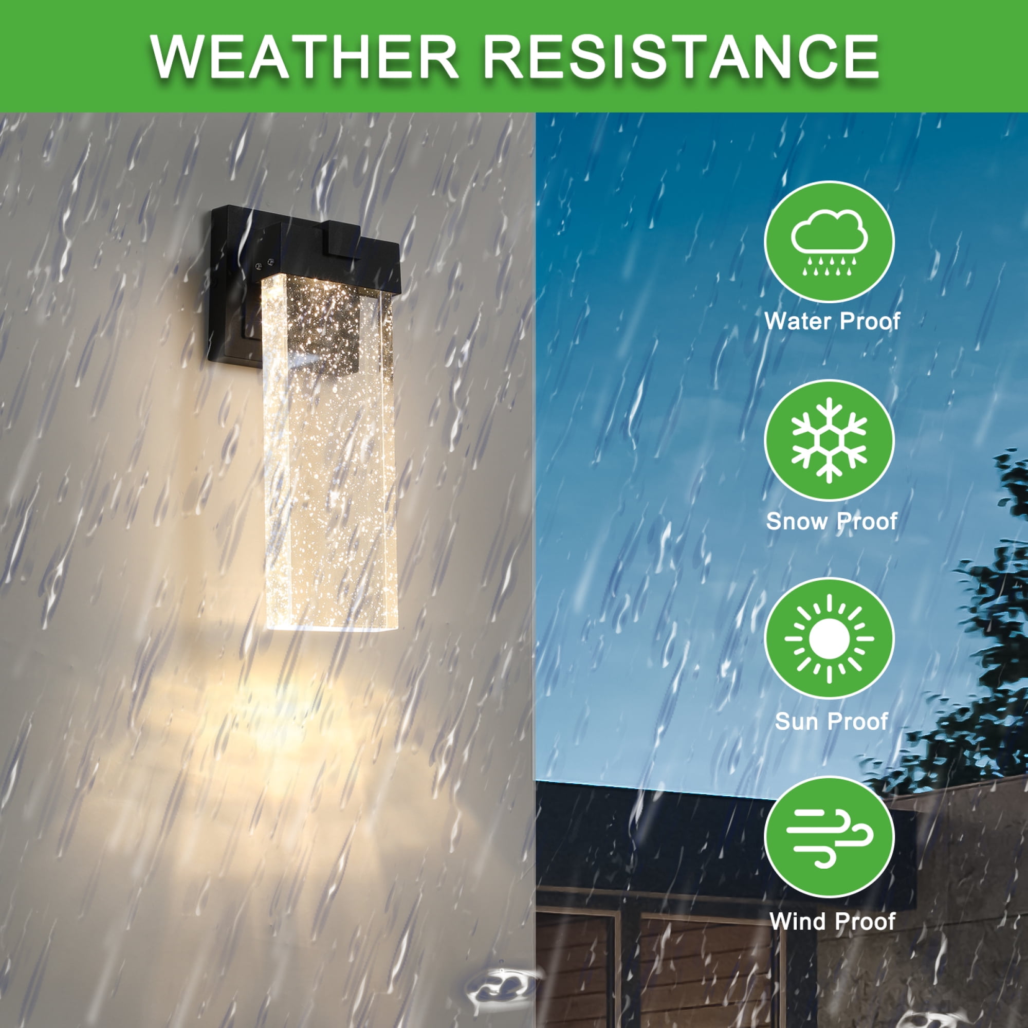 Jopath Outdoor Waterproof Transparent LED Crystal Wall Sconce Supports Multiple Types of Light Bulbs,for Porch, Patio, and Garden(2 pack)