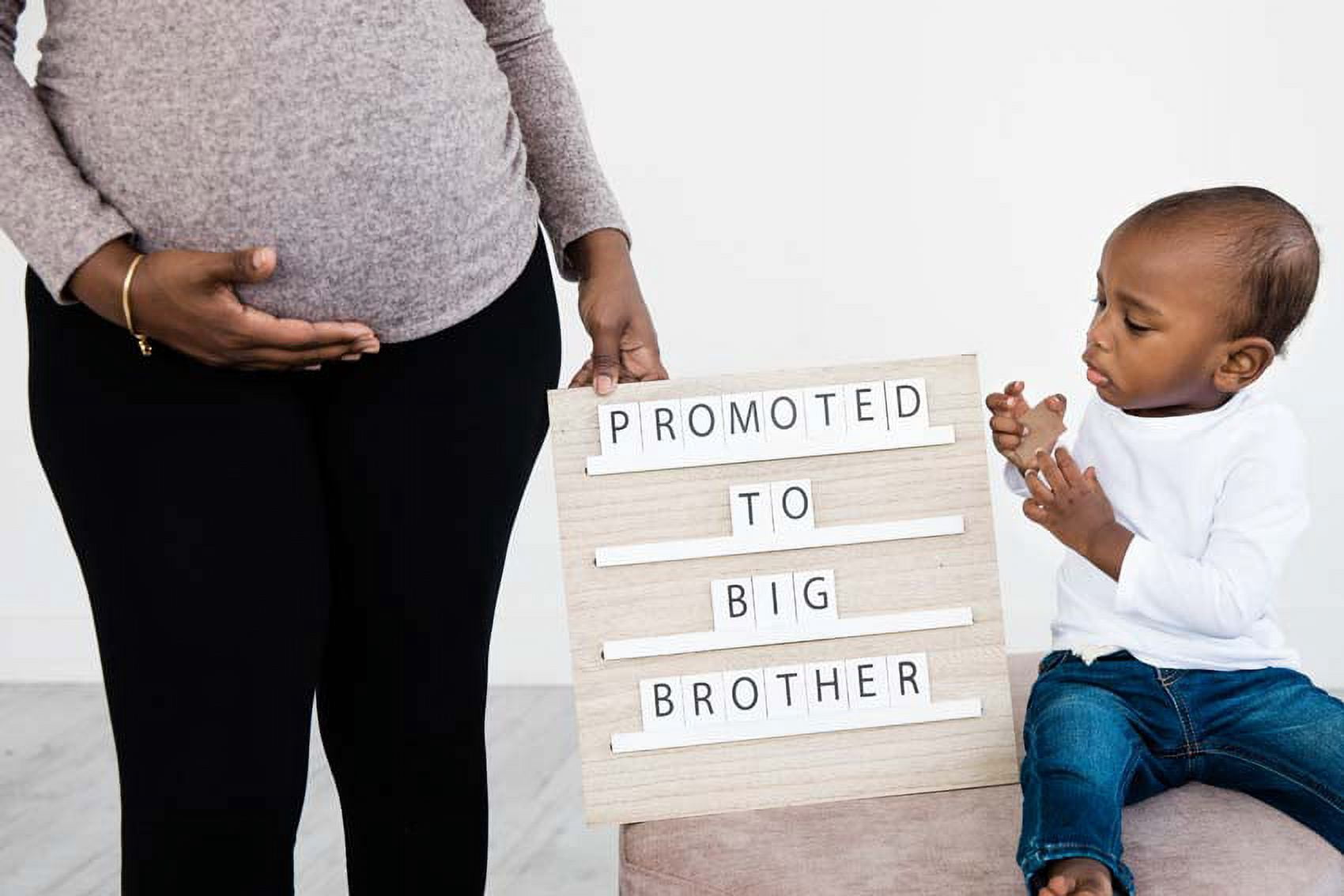 Pearhead Wooden Tile Letterboard, Neutral, Baby Keepsake Photo Prop