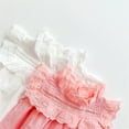 thumbnail image 3 of Dpytoraw Infant Newborn Baby Girls Short Ruffled Sleeve Solid Romper With Hat Outfit Set Clothes 2PCS‌ Girls summer shorts and tee sets Size Pink 9-12 Months, 3 of 5