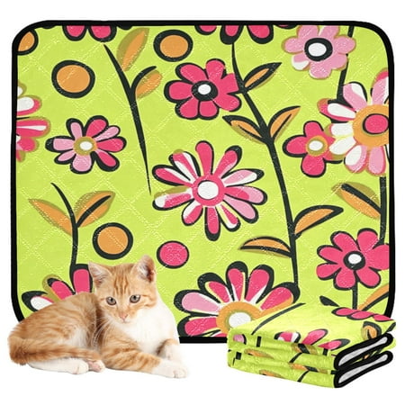 Washable Pet Pee Pads with Super Absorbent Reusable Training Pads for Dogs & Cats Floral Orint in Bold
