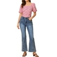 thumbnail image 2 of INSPIRAR CHIC Blusa Floral para Mujeres Cuello Cuadrado con Escote en Corazón Manga Abullonada Espalda Fruncida Top Casual Rosa XL, 2 of 6