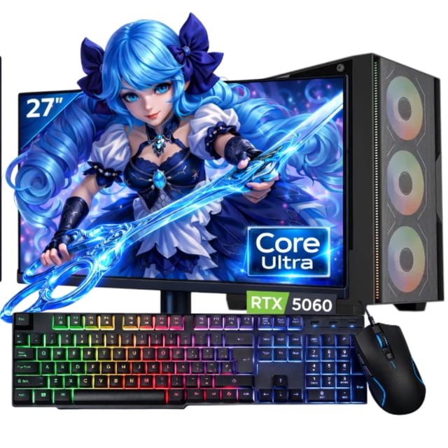 Computadora Completa Nvidia RTX 5060 Gamer Intel Core Ultra 5 225F 16Gb DDR5 SSD 1Tb Monitor 27" WIFI