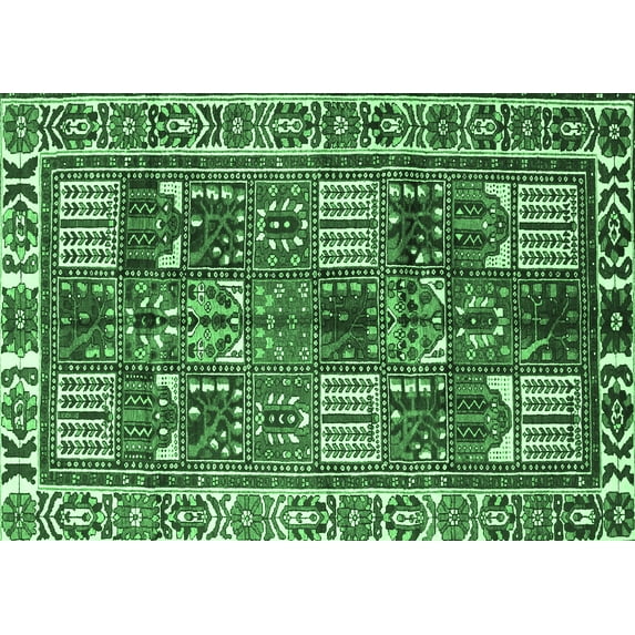 Ahgly Company Indoor Rectangle Persian Emerald Green Traditional Area Rugs, 2' x 3'