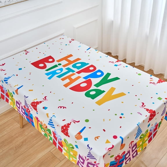 Birthday Tablecloth Happy Birthday Gift Boxes Table Cloth Table Cover Washable Waterproof for Party Picnic Kitchen Dining Outdoor Decor Multiple Sizes