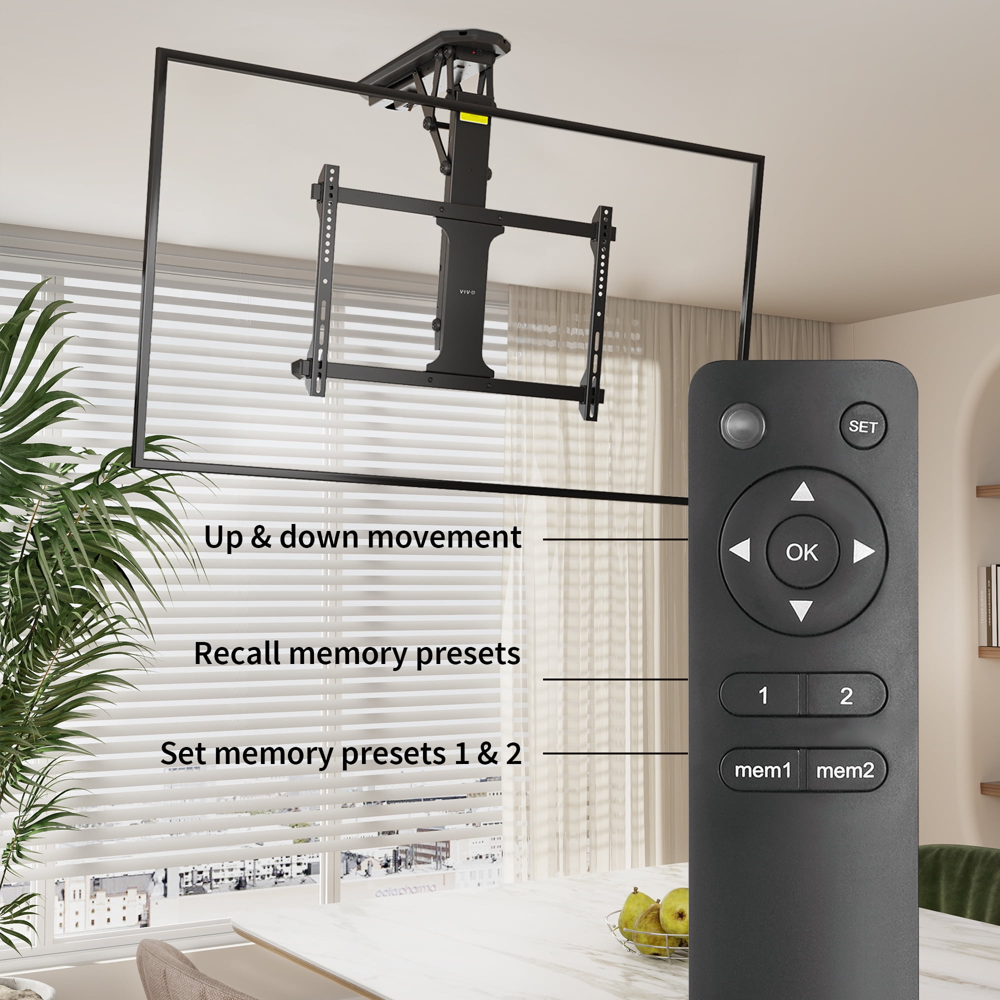 Electric Motorized Flip Down Pitched Roof Ceiling TV Mount for 32" to 70" Screen