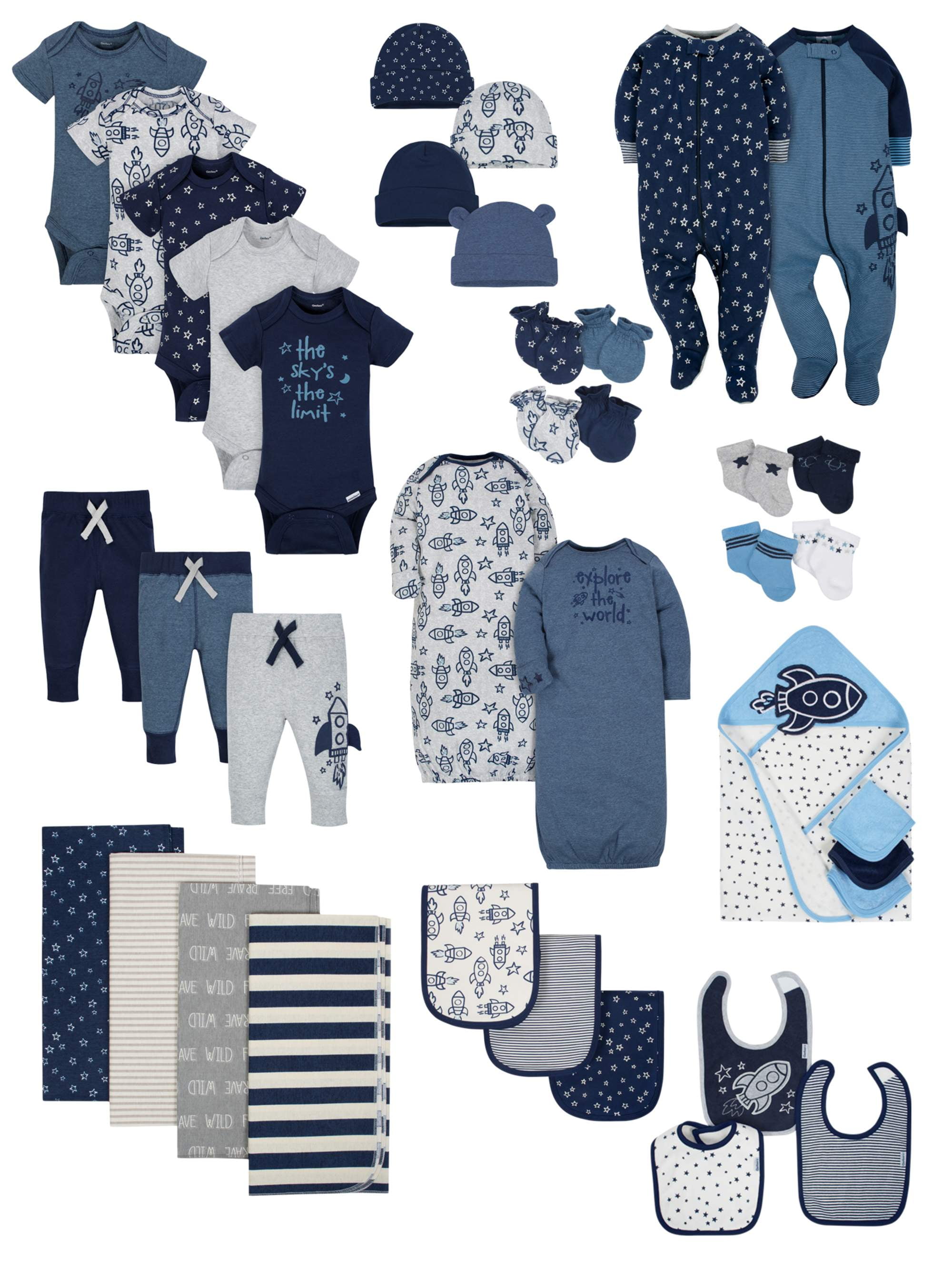 Gerber Gerber Organic Cotton Baby Shower Baby Essentials Set, 38