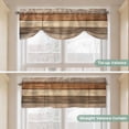 thumbnail image 5 of Farmhouse Beige Brown Tie Up Valance Curtains for Windows, Kitchen Curtains Window Treatments, Vintage Wooden Striped Short Window Shades Valances for Bedroom Bathroom Cafe 54"x18", 5 of 8