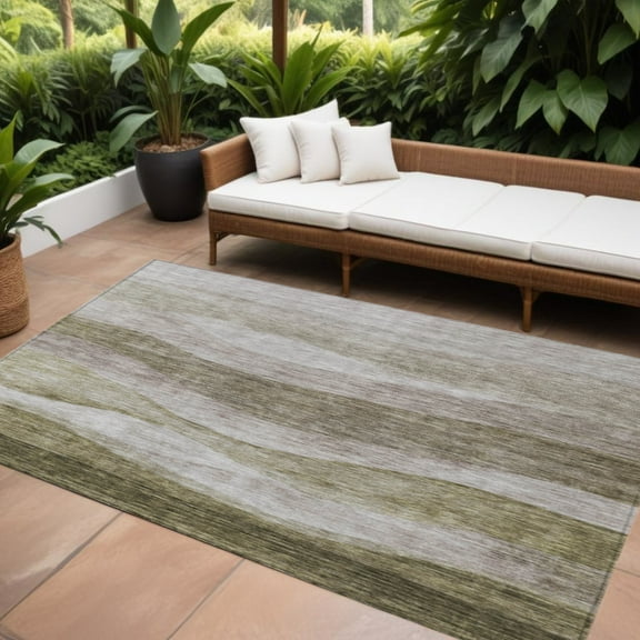 HomeRoots 605004 8 x 10 ft. Taupe & Beige Abstract Washable Indoor & Outdoor Rectangle Area Rug
