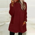 thumbnail image 4 of OGLCCG Womens Fuzzy Fleece Sherpa Pullover Tops Casual Loose Long Sleeve Crewneck Sweaters 2023 Fall Fashion Solid Color Sweatshirt with Pockets, 4 of 5