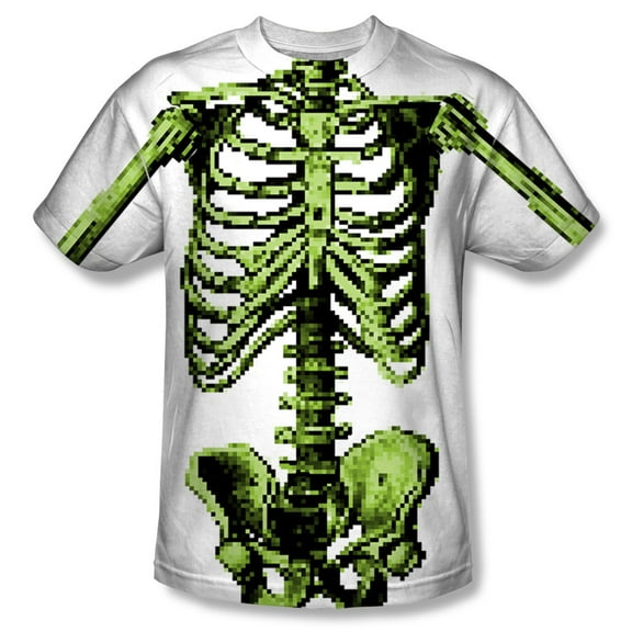 Halloween Cool Spooky Costume 8 Bit Pixelated Skeleton Adult Front Print T-Shirt