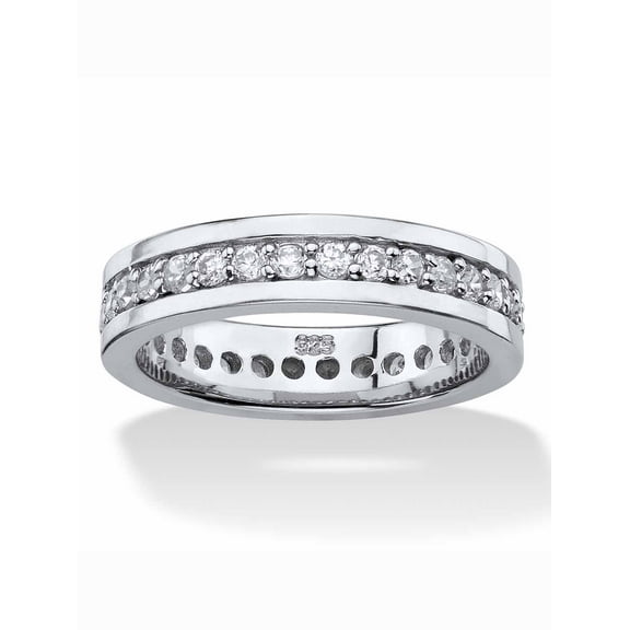 PalmBeach Jewelry .80 TCW Round Cubic Zirconia Eternity Channel Ring in Platinum-plated Sterling Silver