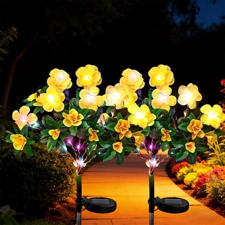 2026TripleHBB Memorial Garden Bloom Lights Solar Azalea Flowers with Colorful LED Upgrade Waterproof Pathway Lights for Yard Decor Fence Patio Lawn Decor Mothers Day Gardening Gifts