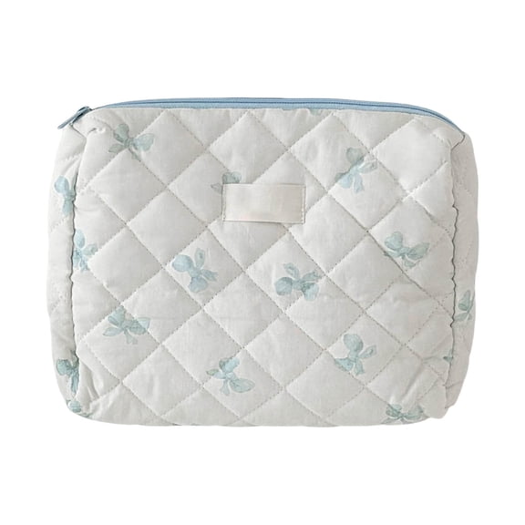 Quilted Travel Makeup Bag Cute Floral Cosmetic Pouch Large Toiletry Storage for Women and Girls
