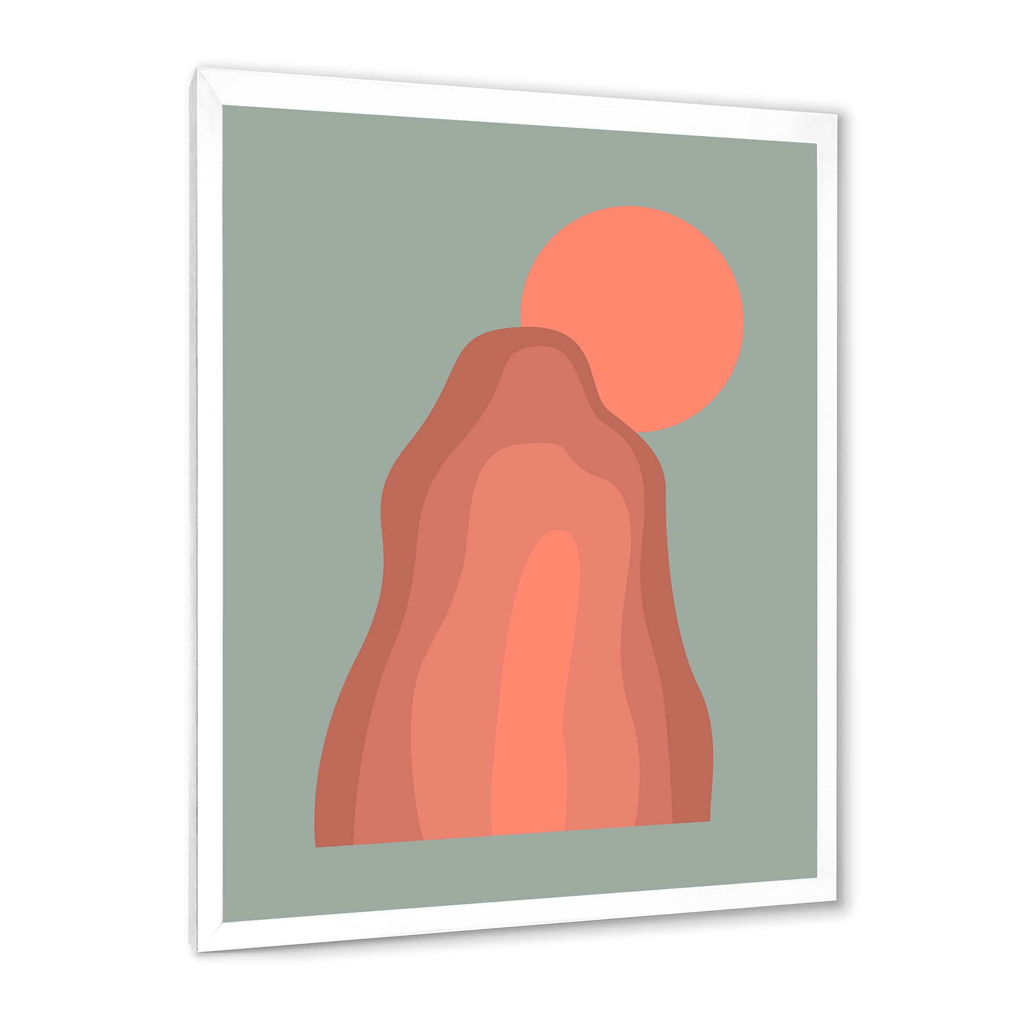 Designart 'Abstract Pink Sunset Mountain Landscape' Modern Framed Art Print