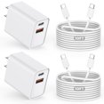 thumbnail image 1 of Cargador DelTucci de doble puerto USB C+A de 20 W para iPhone 16e con cable, 1 of 7