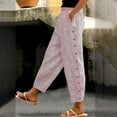 thumbnail image 3 of Women's Pants Fashion Casual Pants For Women Solid Color Striped Buttoned Cropped Trousers, 3 of 3