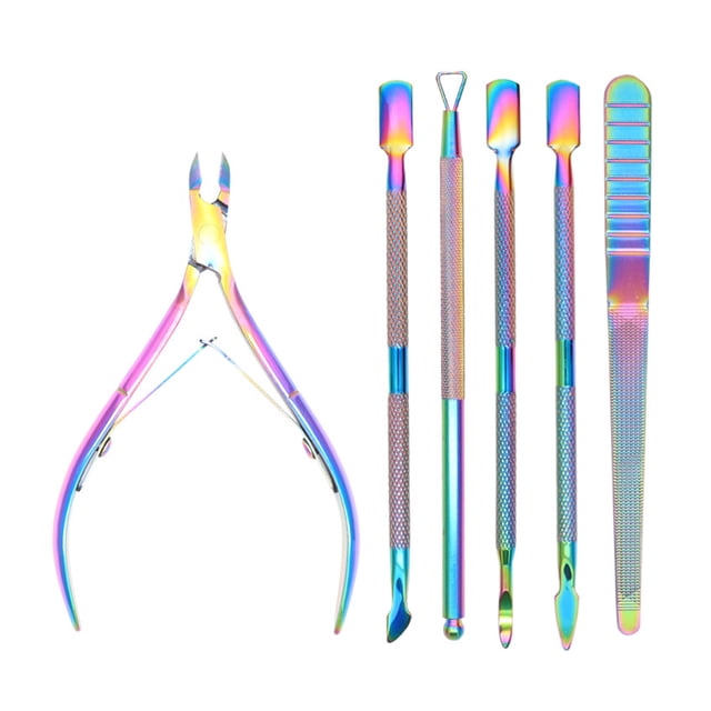 Amdohai Ensemble de 6 Pcs de Coupe-Cuticules en Acier Inoxydable, Tondeuse à Cuticules à Double Extrémité, Pousse-Cuticules, Coupe-Cuticules, Enlève-Peaux Mortes pour Manucure et Pédicure