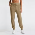 thumbnail image 2 of Ladies' Straight Leg Pants Fashionable Solid Color High Waist Drawstring Pockets Elastic Waist Casual Pants Sweatpants For women, 2 of 6