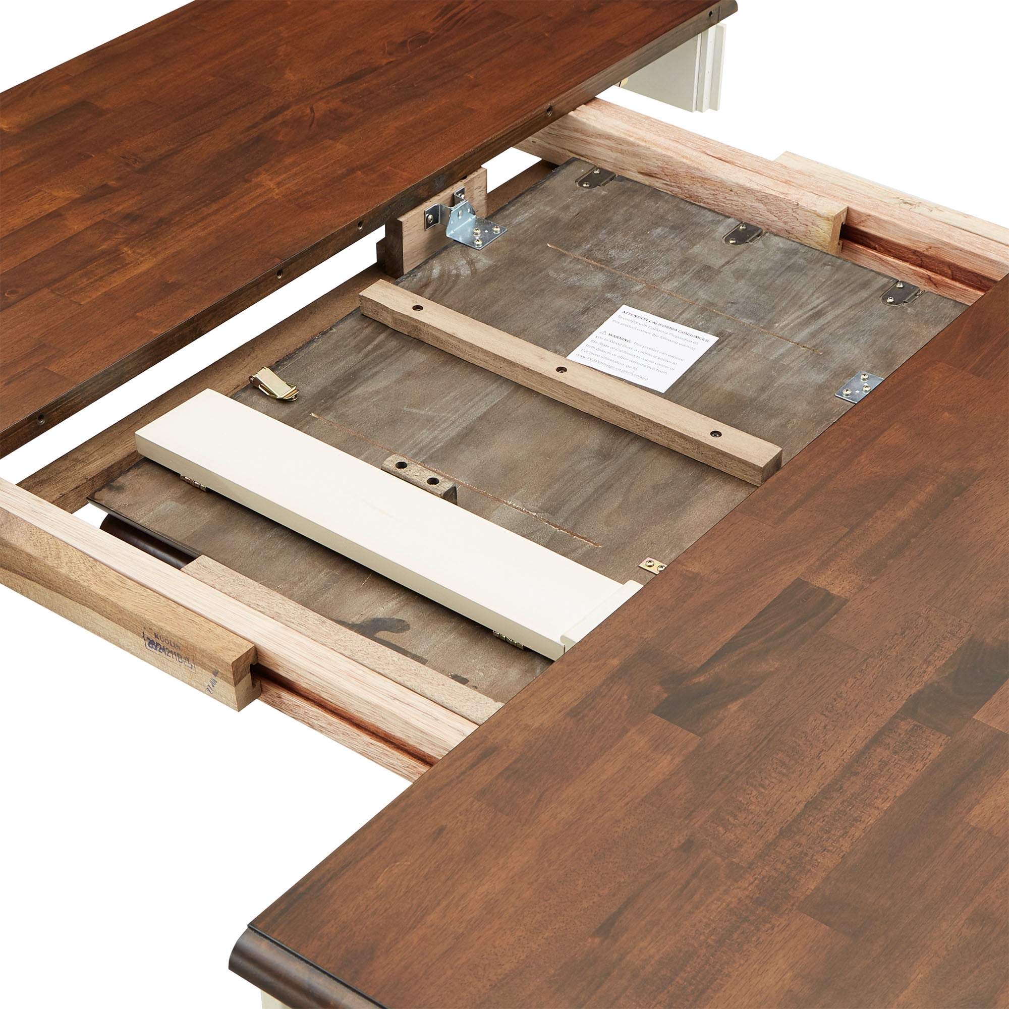 Weston Home Ohana Two-Tone Extending Counter Height Dining Table, Antique White and Warm Cherry