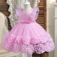 thumbnail image 3 of Formal Dresses for Girls 4T Flutter Sleeve Floral Tulle Tutu Dress Pageant Wedding Birthday Party Clothes, Pink, 4-5 Years, 3 of 7