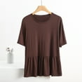 thumbnail image 2 of Cute Peplum Tops for Women Casual Round Neck Short Sleeve Tees Loose Fit Solid Color Babydoll Basic Soft Modal Swing T Shirts Tshirts Christmas Outfit, 2 of 5