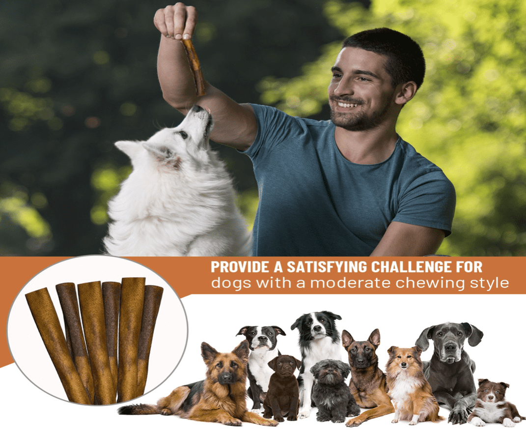 PETSamba 6 Inch Beef Collagen Sticks [20-Pack] – Collagen Bully Sticks for Dogs – All Natural – Highly Digestible