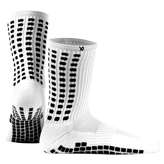 LUX Soccer Grip Socks – Calf Length – White – Adult Size (EU 39–46 / US 6–11.5) – Anti-Slip Football Socks for Control and Performance