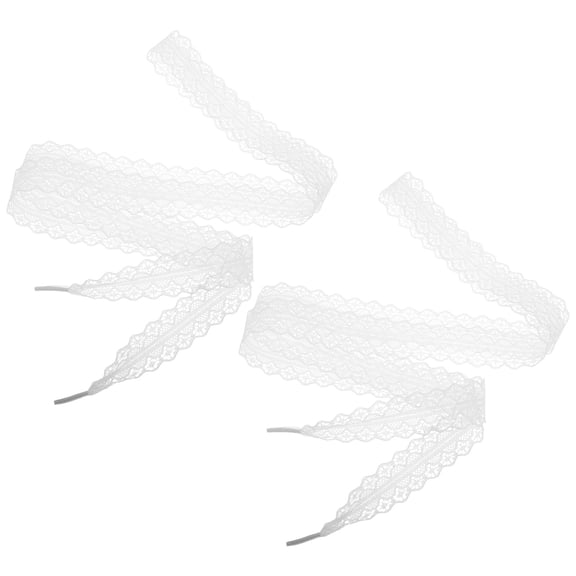 FRCOLOR  2 Pcs Lace Shoelaces Accessories Embroidered Cute Girl White