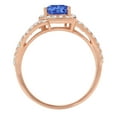 thumbnail image 3 of 1.935 ct Emerald Cut Simulated Tanzanite Solitaire with Simulated Diamond Accents 18K Rose Gold Womens Engagement Ring, 3 of 4