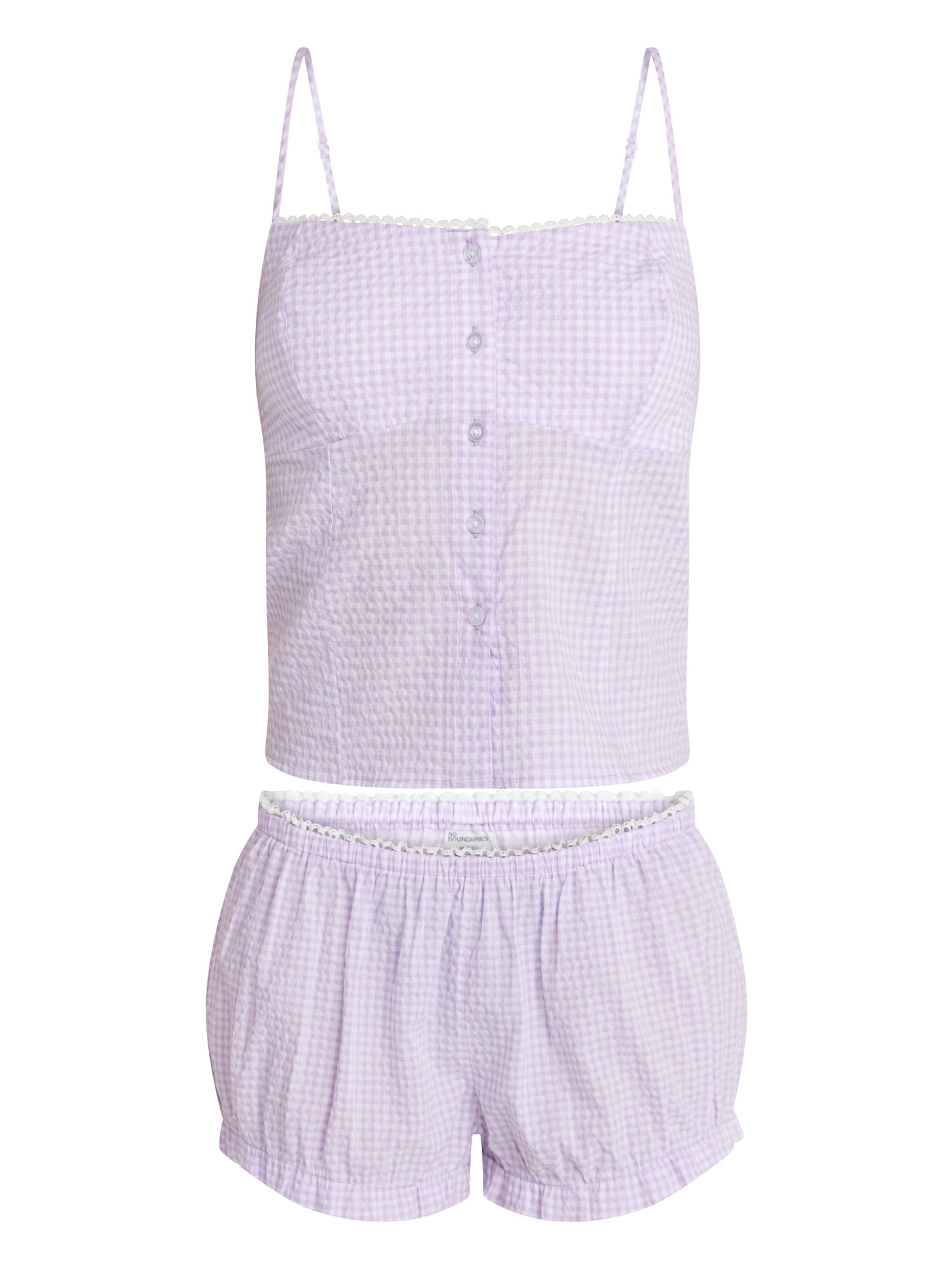 No Boundaries Cami Top and Bloomer Shorts Sleep Set, 2-Piece, Women's XS-XXL