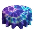thumbnail image 4 of Purple Blue Tie Dye Pattern Round Tablecloth 60"x60",Wrinkle Wipeable Table Cloth for Kitchen Dining Room Picnic Patio Party, 4 of 6