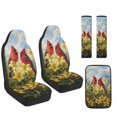 thumbnail image 7 of Xoenoiee Cardinal Lily Flower Print 5 Pack Car Seat Cover Full Set with Leather Armrest Cover Pad Seat Belt Covers, Universal Soft Auto Interior Accessories Protector for Women Men, 7 of 7