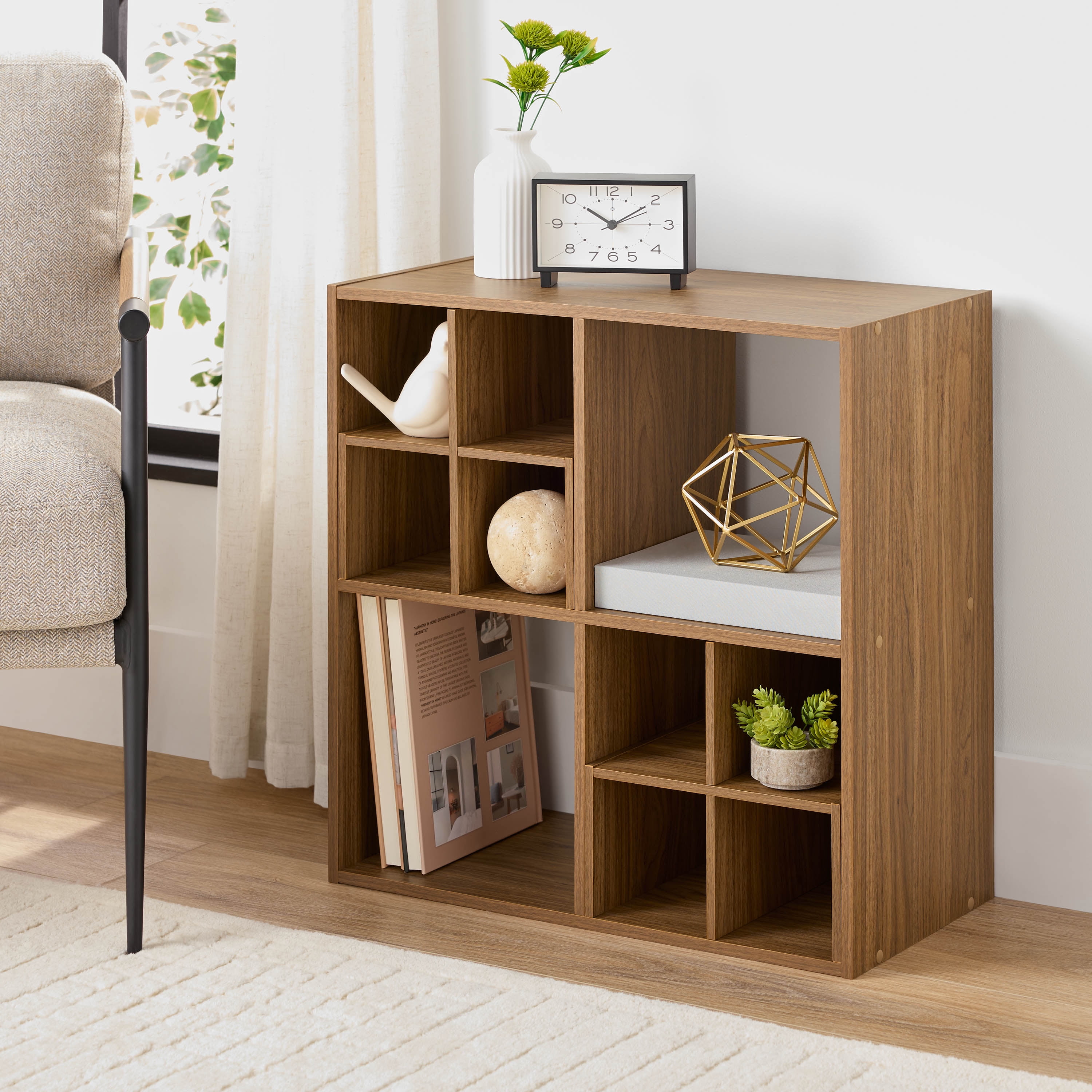 Mainstays 4 Cube Storage Organizer, Warm Walnut