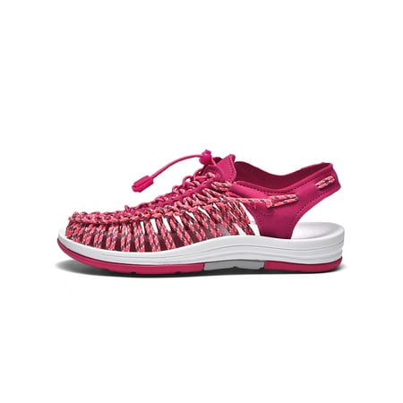 

Glookwis Womens Sandals Closed Toe Walking Shoe Drawstring Beach Sandal Mens Breathable Fashion Casual Shoes Adjustable Braided Rose Red 10.5