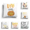 thumbnail image 2 of Funda de almohada para sofá con dibujos de niños, color gris y blanco, sencilla, para decoración del hogar y la sala de estar, 2 of 5