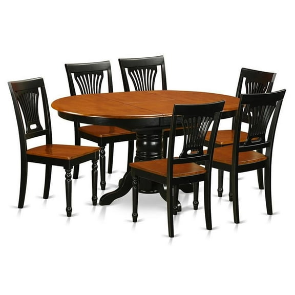 Pemberly Row 7-piece Wood Table and Dining Chair Set in Black/Cherry