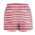 thumbnail image 5 of YLOMAY Woman Shorts Casual Summer Women Short Pants Elastic High Waist Pocket Drawstring Shorts Stripe Comfortable Shorts Lady Loose Fit Beach Wear Red L, 5 of 5
