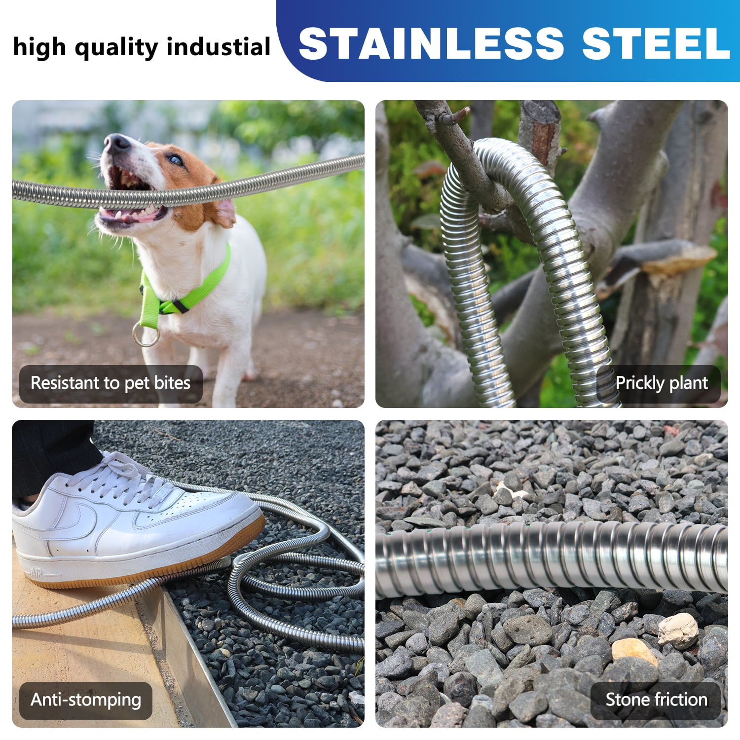 Metal Garden Hose 25 ft – 304 Stainless Steel Water Hose with Nozzle Sprayer, Garden Hoses Flexible, Lightweight, No Kink Garden Hose, Heavy Duty for Outdoor (25 FT)