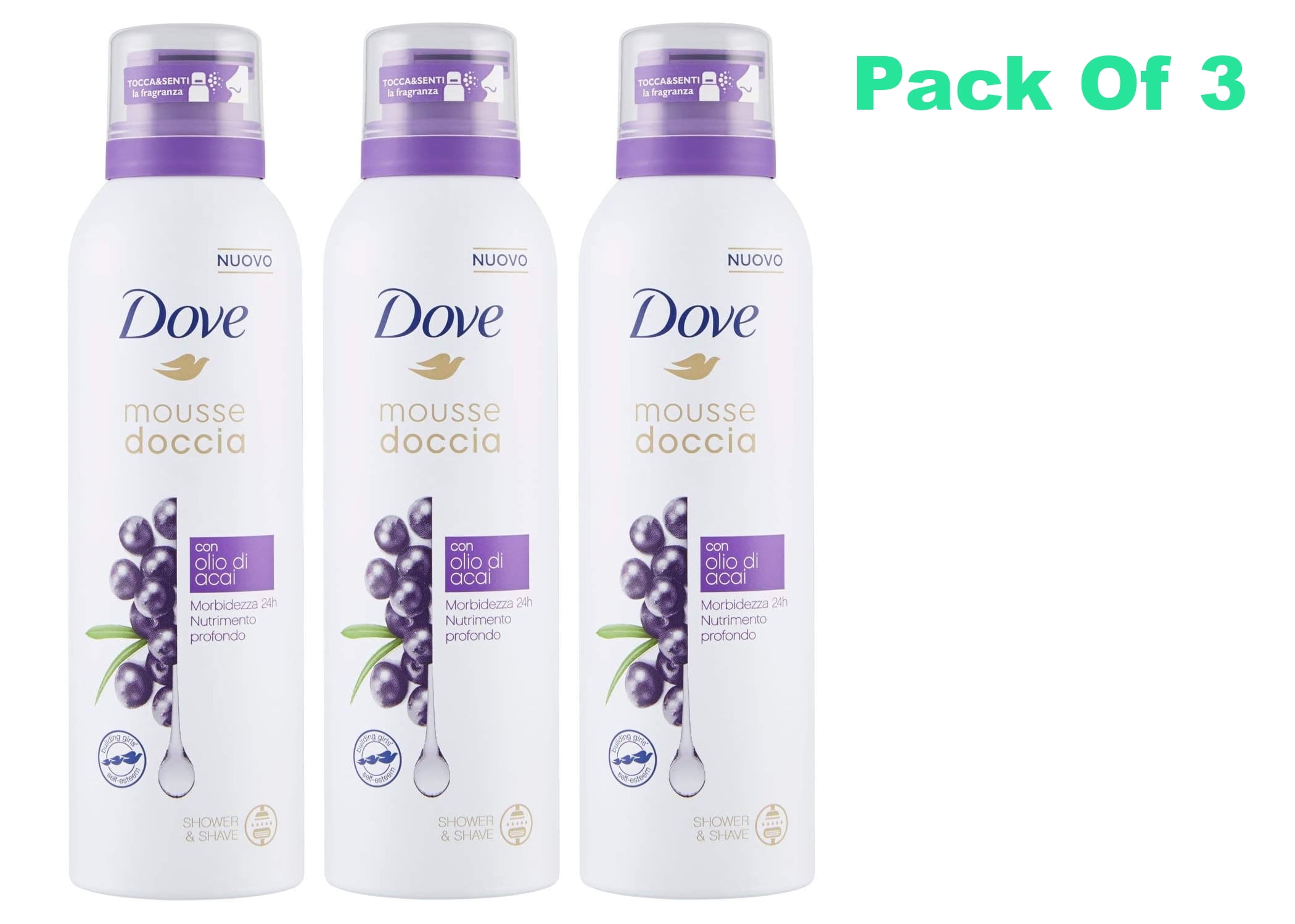 Dove Shower Mousse with Acai Oil 200ml (Pack OF 3)